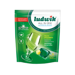كبسولات جلاية الصحون الكل في واحد من لودفيك - عبوة من 50 كبسولة (لمعان فائق)