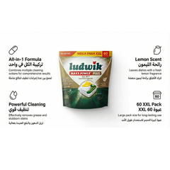 Ludwik MAXX POWER PLUS dishwasher capsules LEMON 60 pcs. Doypack