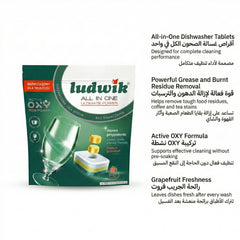 Ludwik All-in-One Dishwasher Tablets – Grapefruit (80 Tablets)