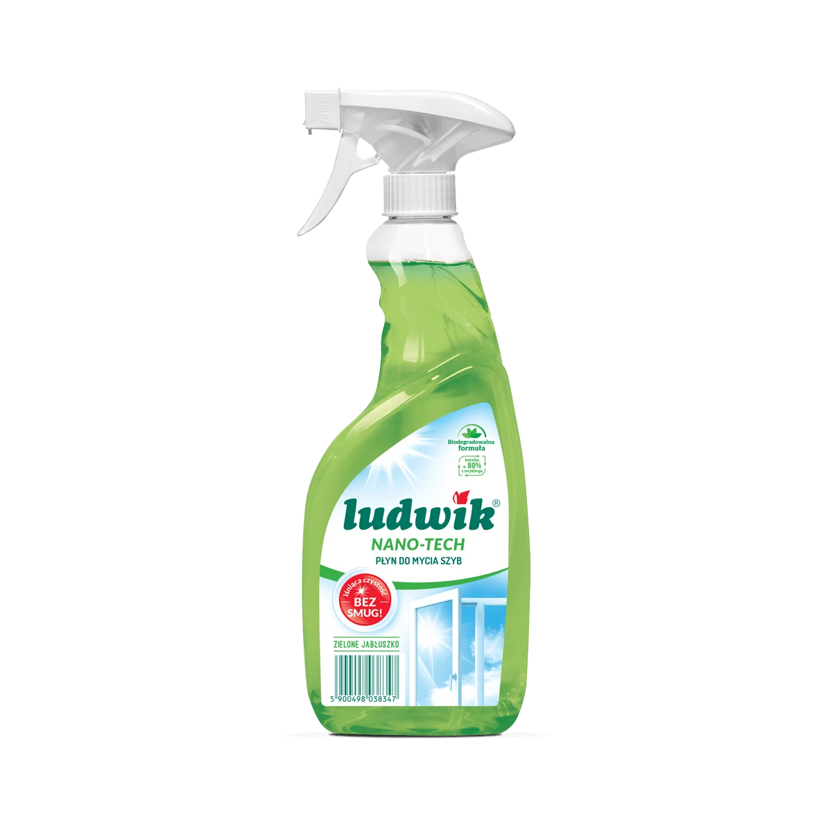 Ludwik window and tile cleaner nano tech - green apple fragrance 750ml