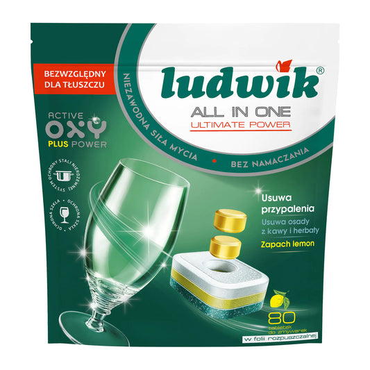 All-in-one dishwasher tablets in soluble film lemon- 80 Tablets